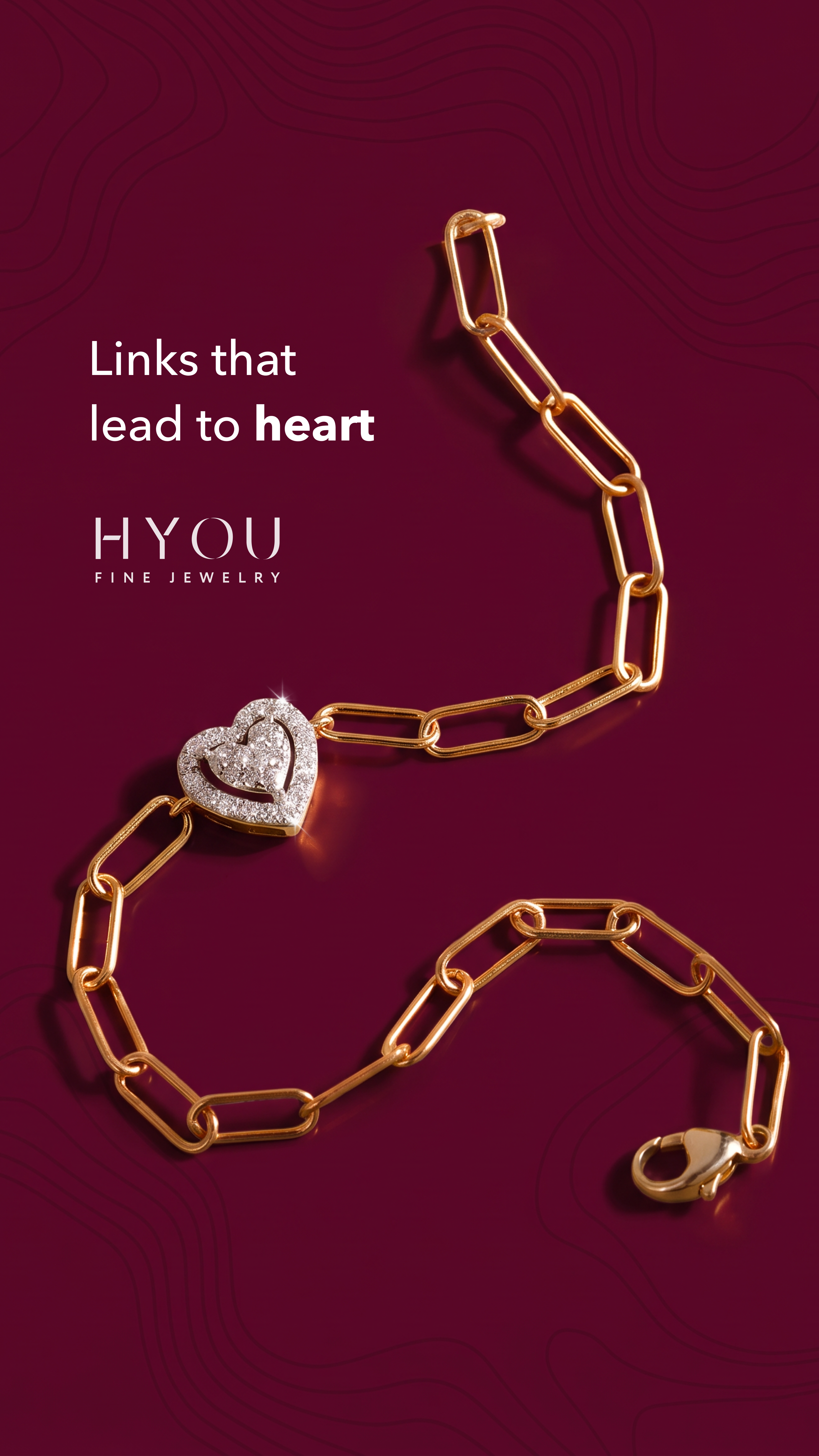 HYOU chain on a burgundy poster